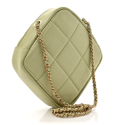 Chanel Lambskin Quilted Diamond Clutch With Chain Light Green 3 of 11