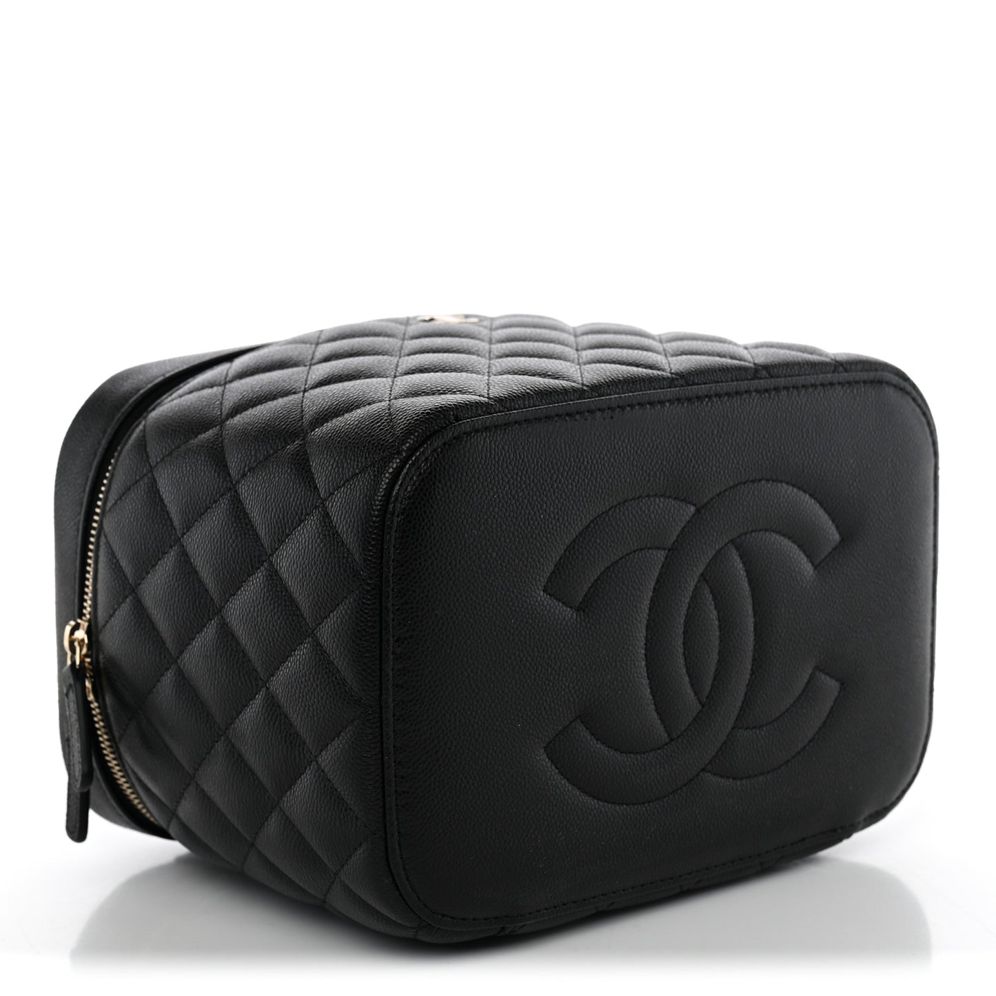 Caviar Quilted Large Vanity Pouch Black