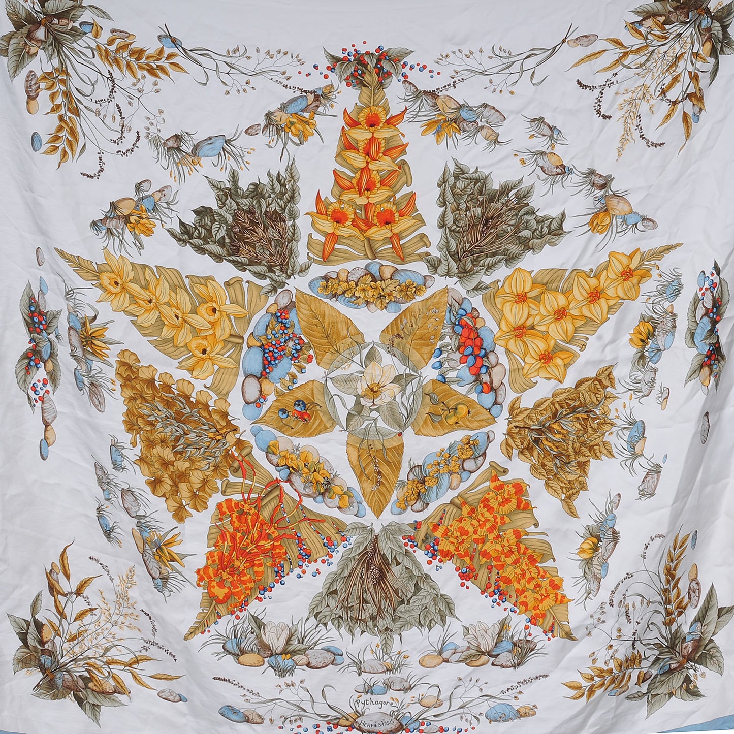Silk Pythagore Scarf 90 Bleu