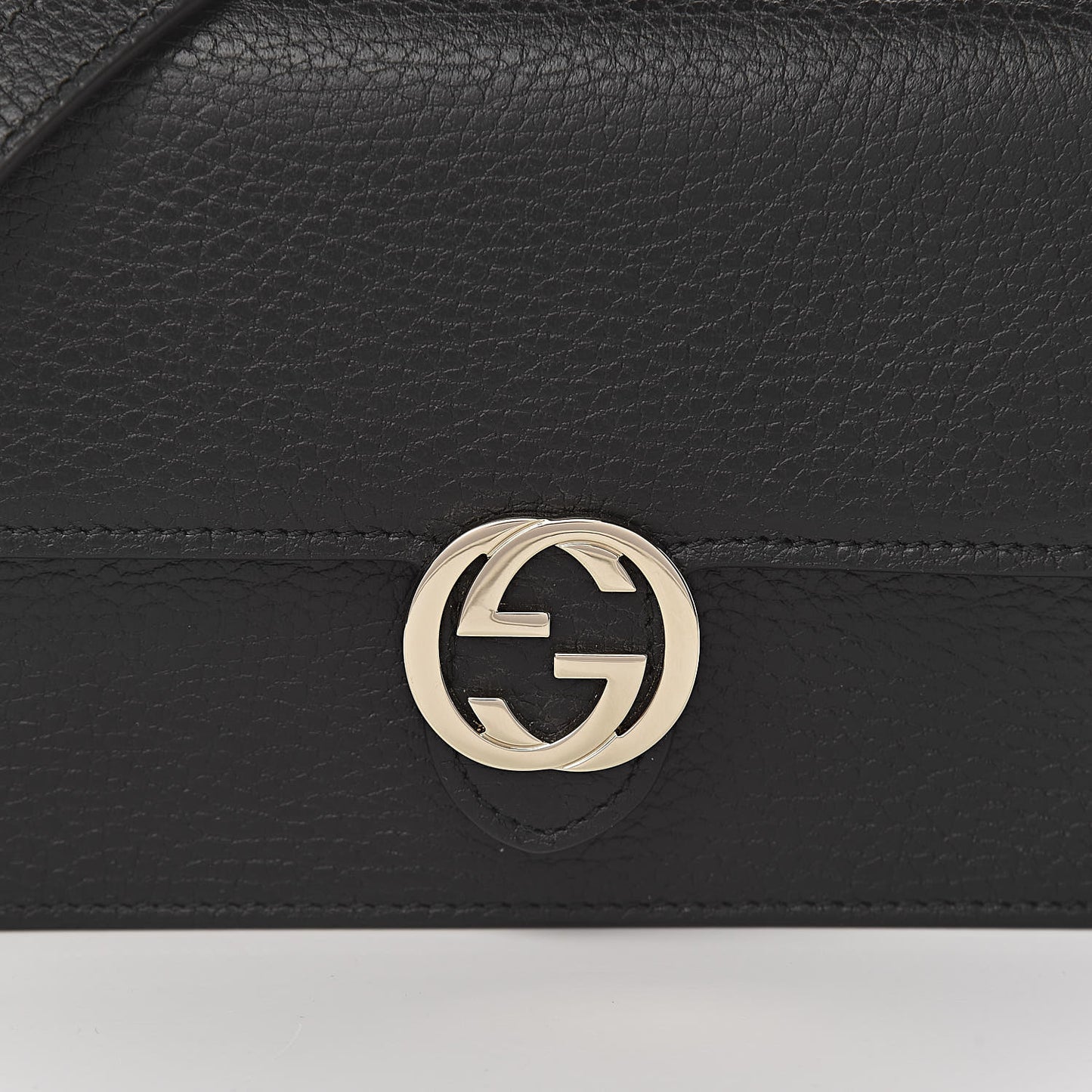 Dollar Calfskin Interlocking G Chain Wallet Black