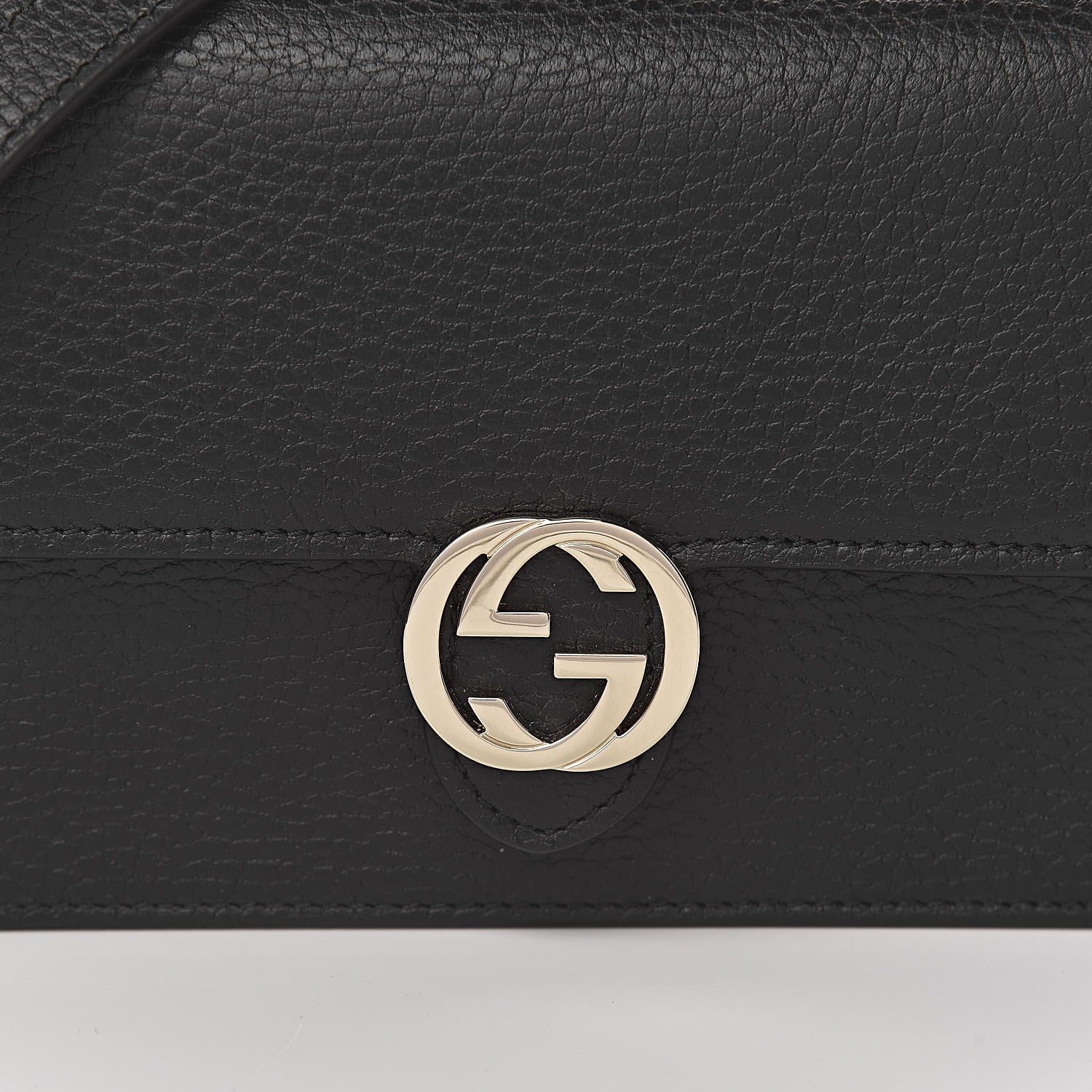 Gucci Dollar Calfskin Interlocking G Chain Wallet Black 9 of 10