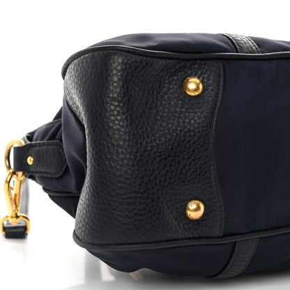 Prada Tessuto Nylon Vitello Daino Shopping Satchel Bleu 8 of 9