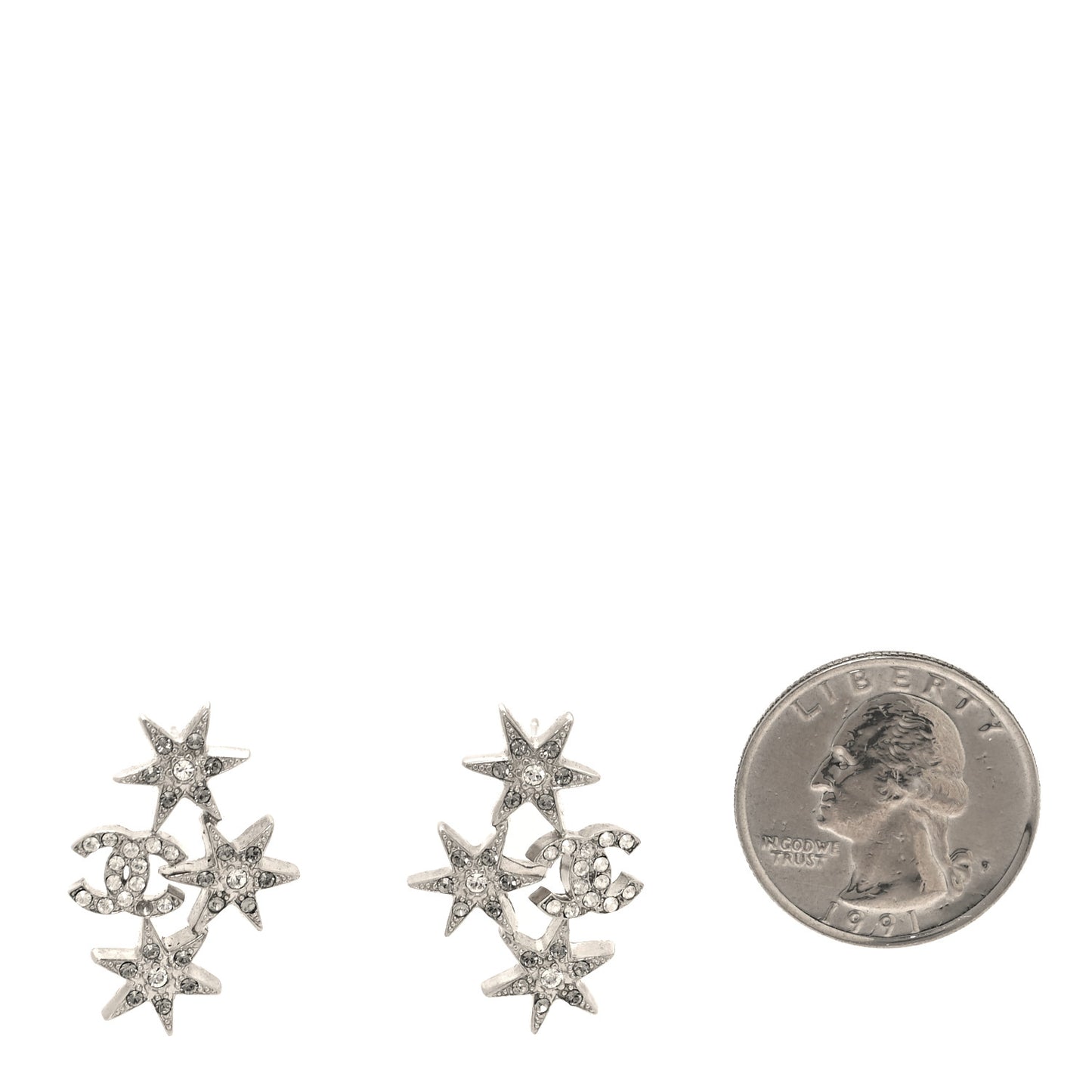 Crystal Star CC Earrings Silver