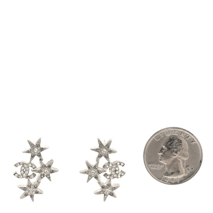 Chanel Crystal Star CC Earrings Silver 2 of 4