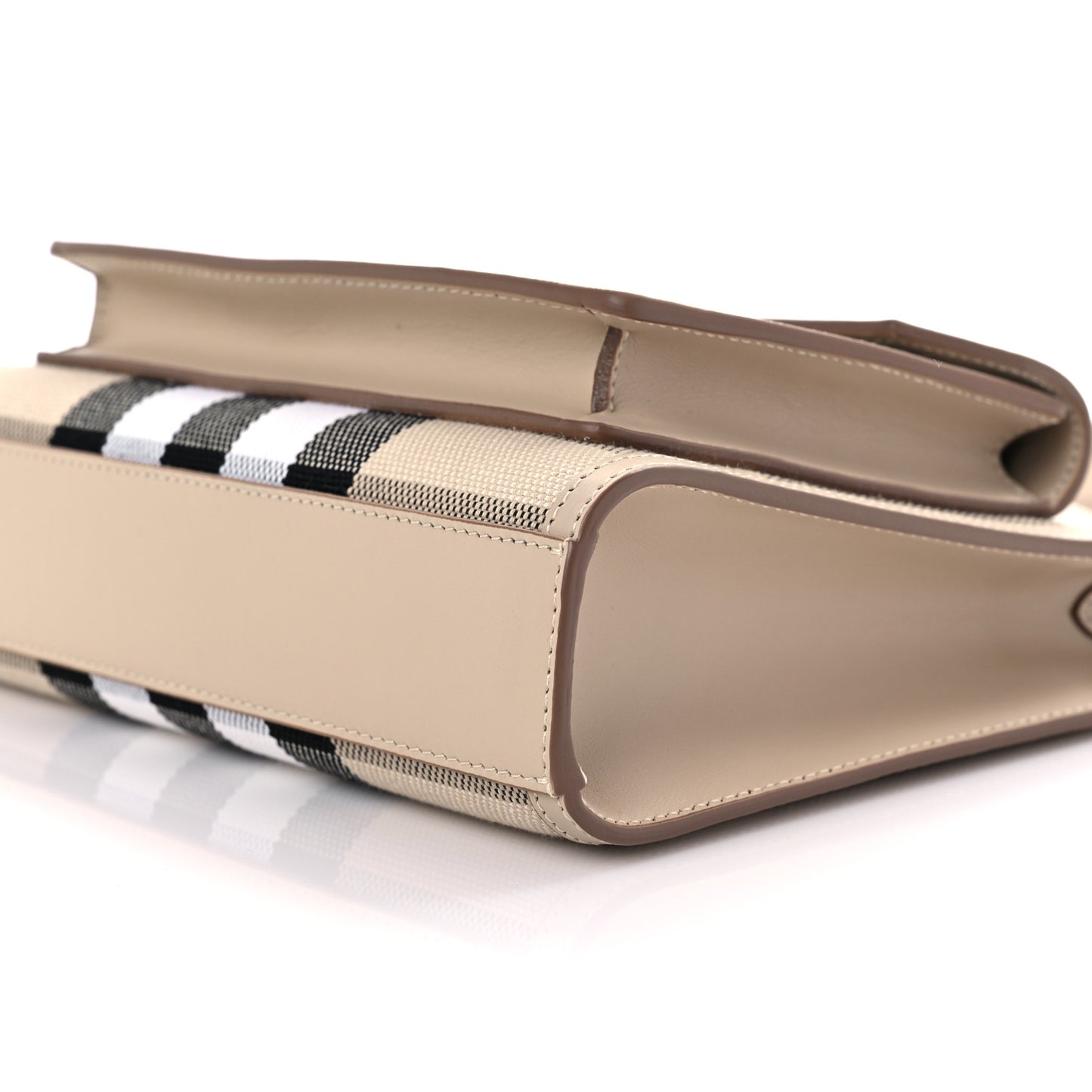 Smooth Calfskin Archive Canvas Check Mini Pocket Bag Dusty Sand
