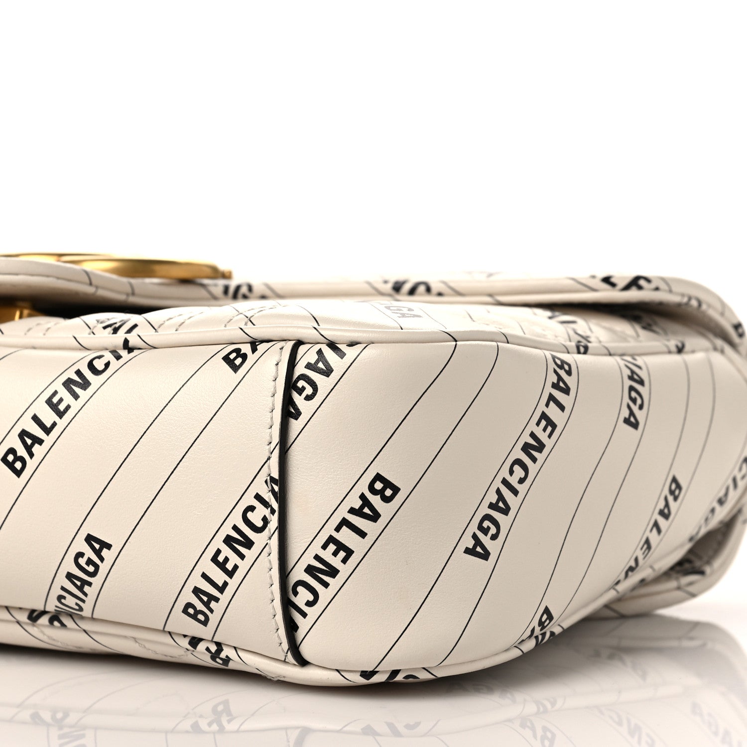 Gucci X BALENCIAGA Calfskin Matelasse Logo Print Small GG Marmont Shoulder Bag White 9 of 11
