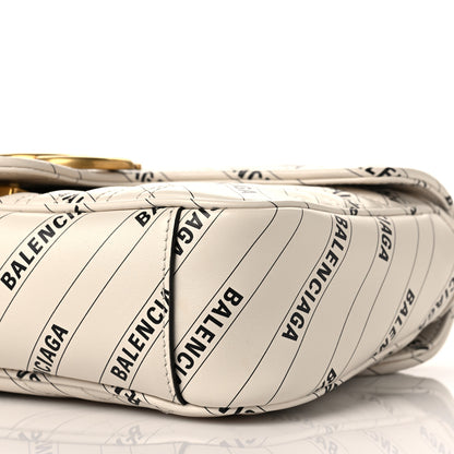 Gucci X BALENCIAGA Calfskin Matelasse Logo Print Small GG Marmont Shoulder Bag White 9 of 11