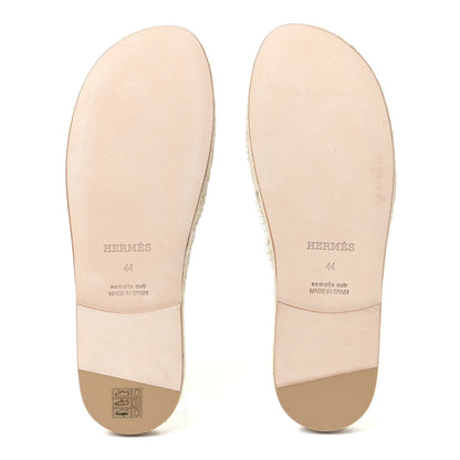 Hermes Calfskin Mens Antigua Espadrille Sandals 44 White 4 of 6