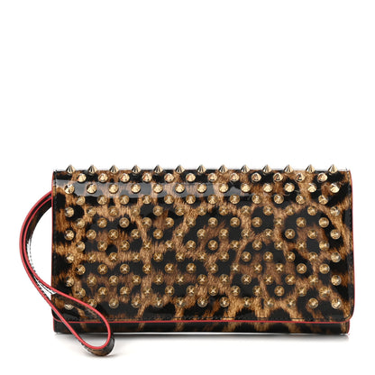 Christian Louboutin Patent Spiked Macaron Flap Wallet Leopard 1 of 10