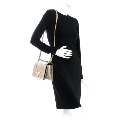Christian Dior Metallic Patent Micro-Cannage Medium Diorama Flap Bag Gold 2 of 7