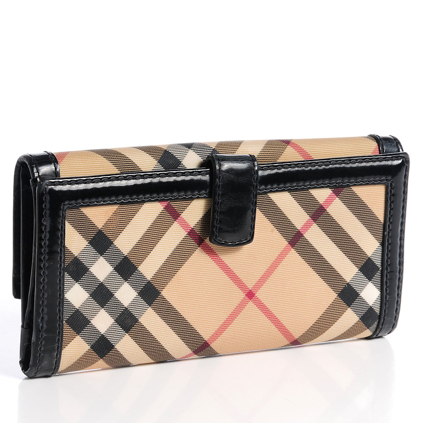 Patent Nova Check Tri-Fold Wallet Black