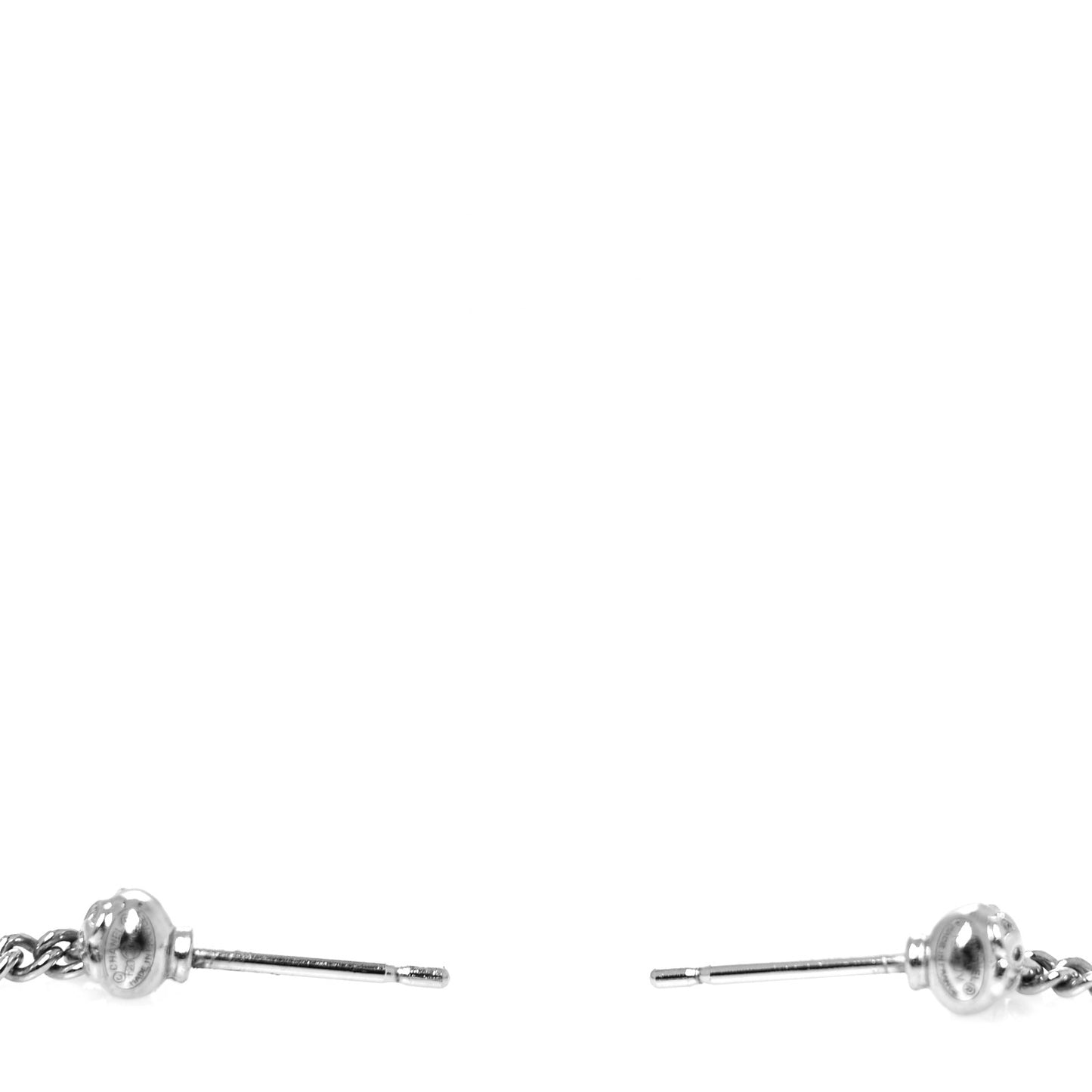 Baguette Crystal CC Drop Earrings Silver