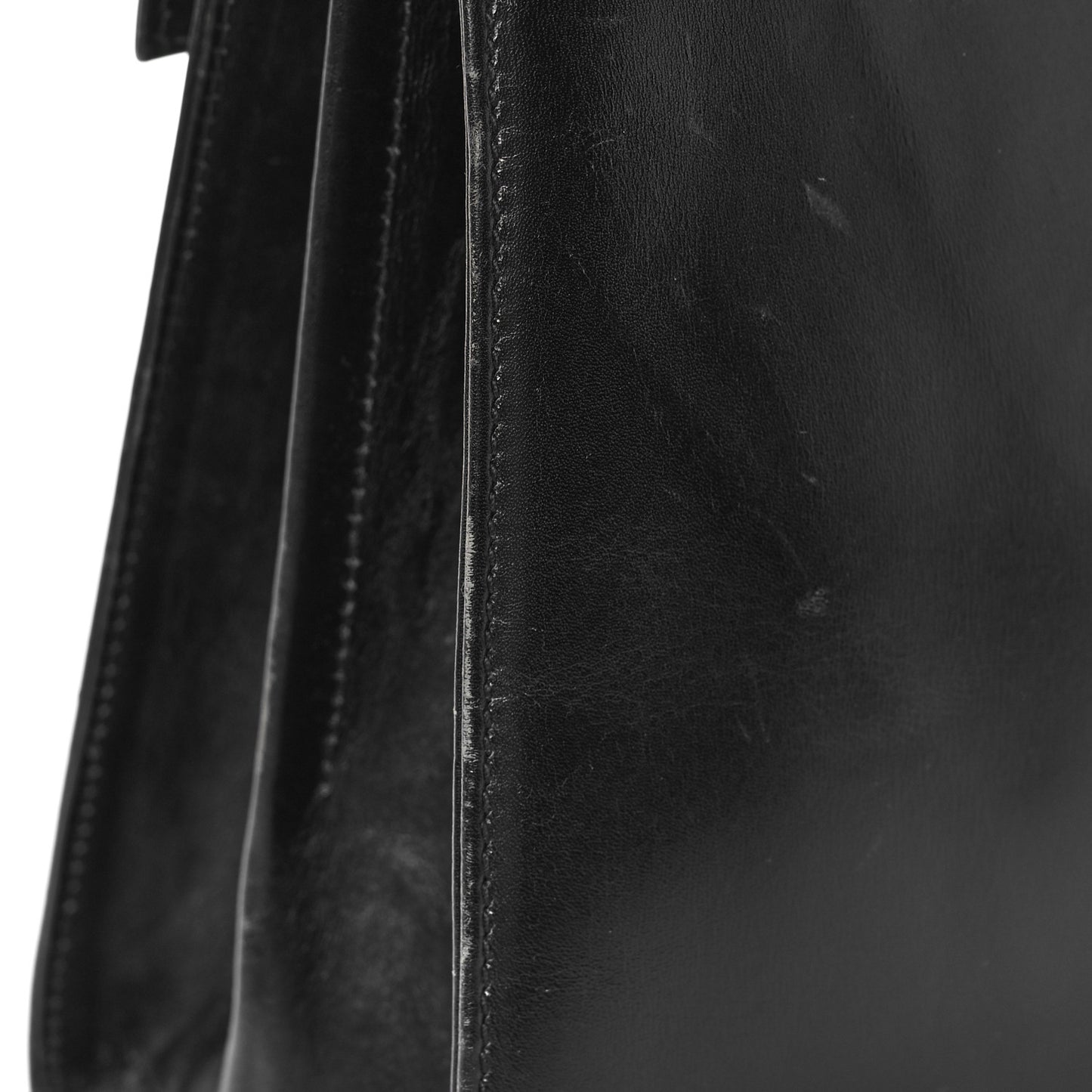 Brushed Off Calfskin Iconic Large Top Handle Bag Black