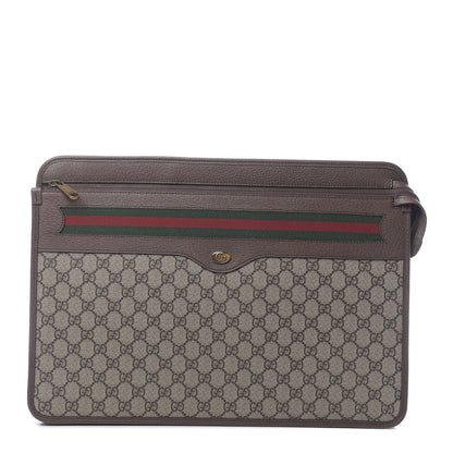 Gucci GG Supreme Monogram Textured Calfskin Web Ophidia Documents Holder Beige Ebony New Acero 1 of 10