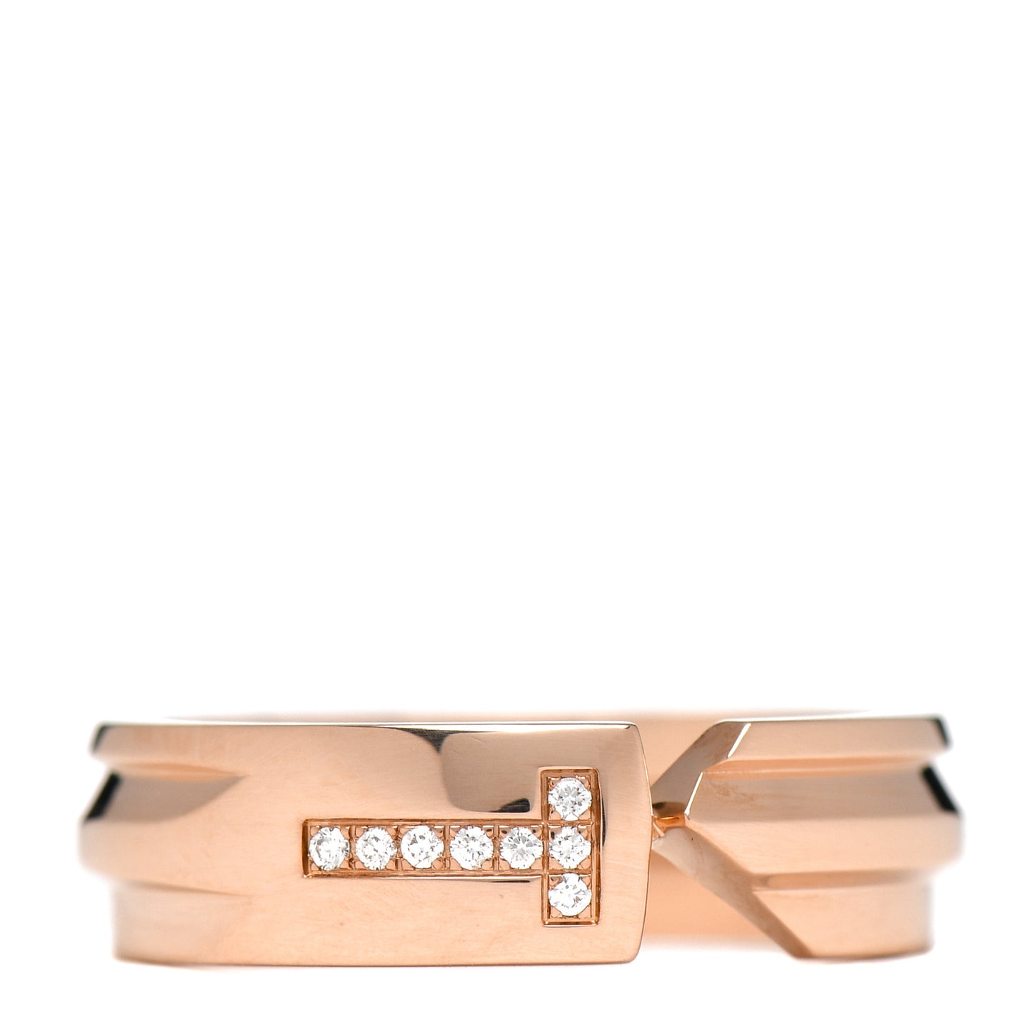 18K Rose Gold Diamond Modern Keys Ring 53 6.5