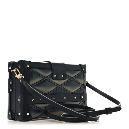 Louis Vuitton Lambskin Malletage Petite Malle Black Beige 3 of 10