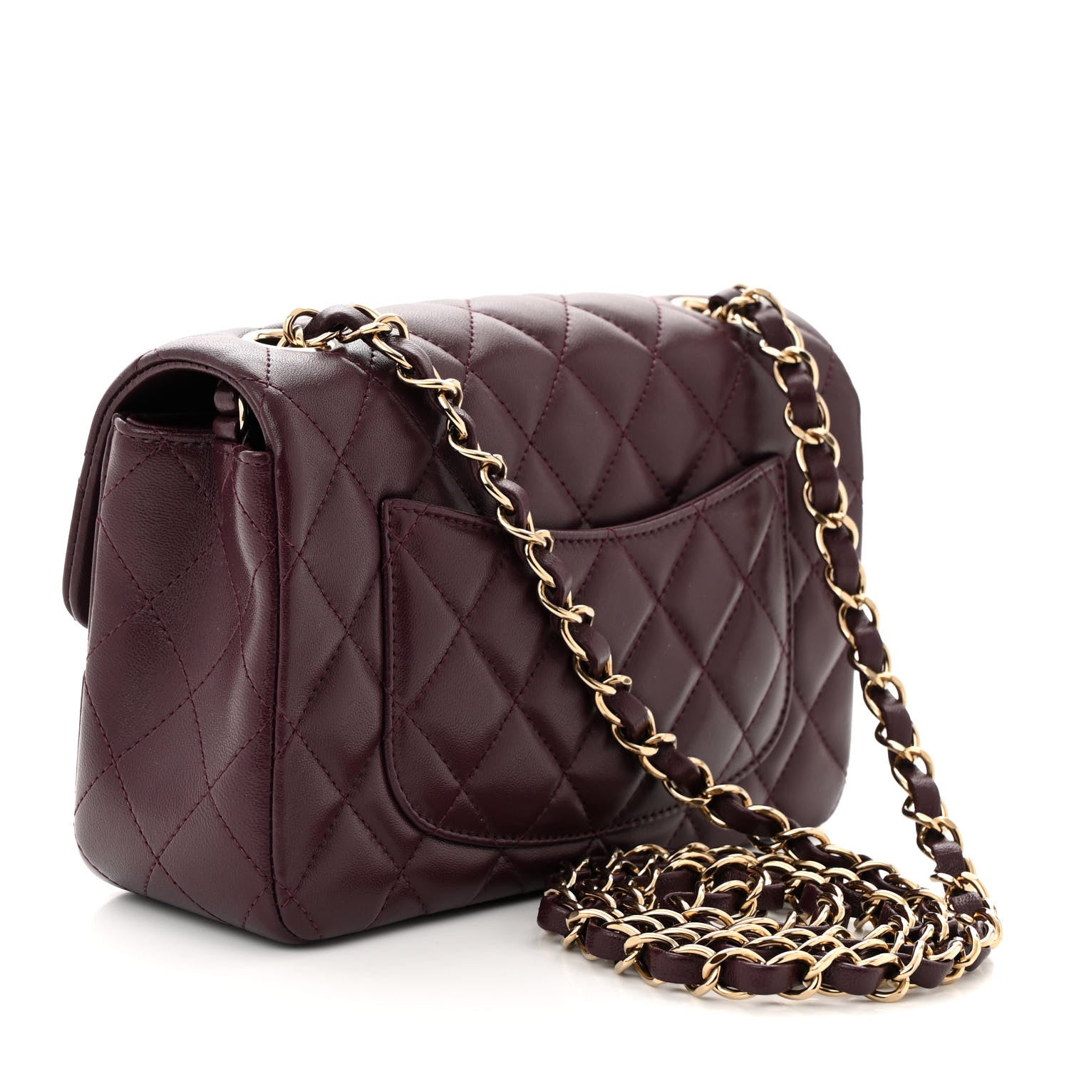Chanel Lambskin Quilted Mini Rectangular Flap Burgundy 3 of 11
