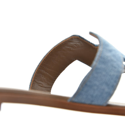 Hermes Denim Canvas Oran Sandals 38 Bleu Clair 6 of 9