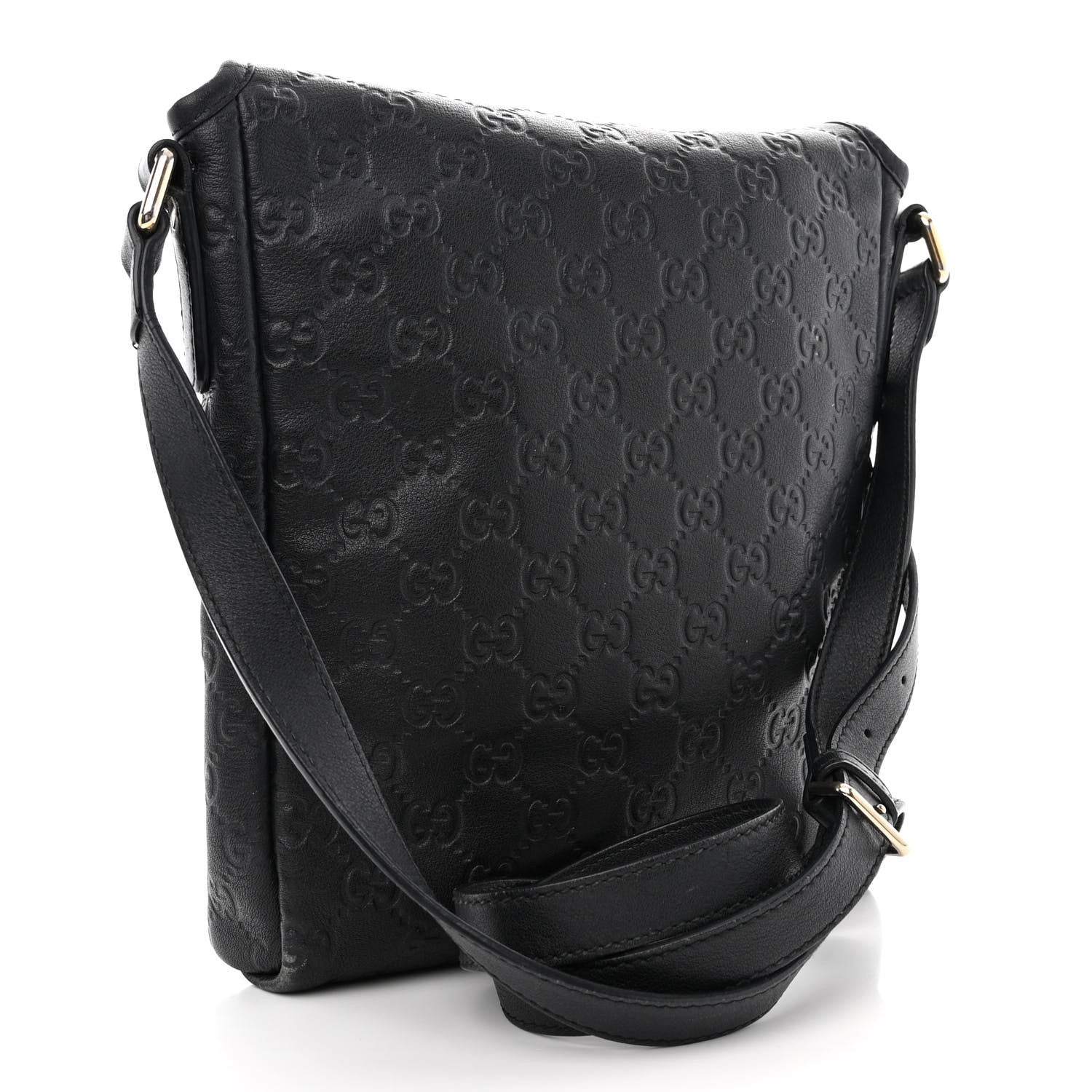 Gucci Guccissima Small Flap Messenger Bag Black 3 of 13