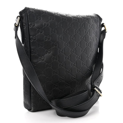 Gucci Guccissima Small Flap Messenger Bag Black 3 of 13