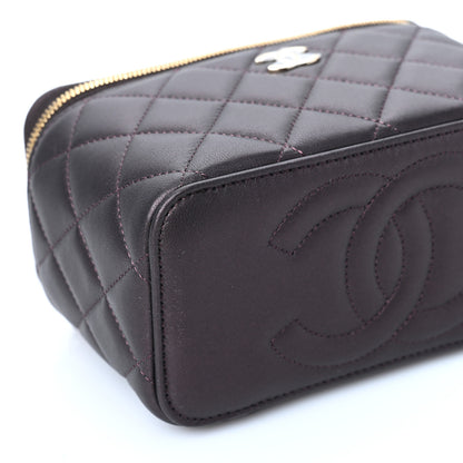 Chanel Iridescent Lambskin Quilted Small Top Handle Vanity Case With Chain Burgundy 9 of 10