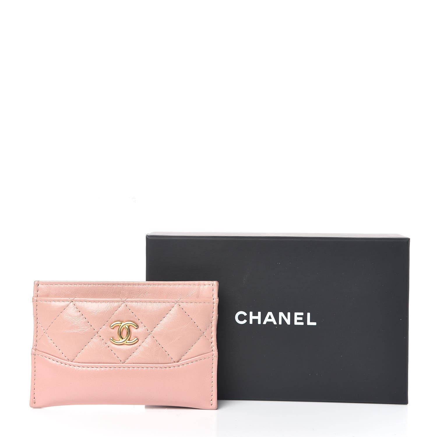Chanel Aged Calfskin Quilted Gabrielle Card Holder Wallet Light Pink 9 of 9