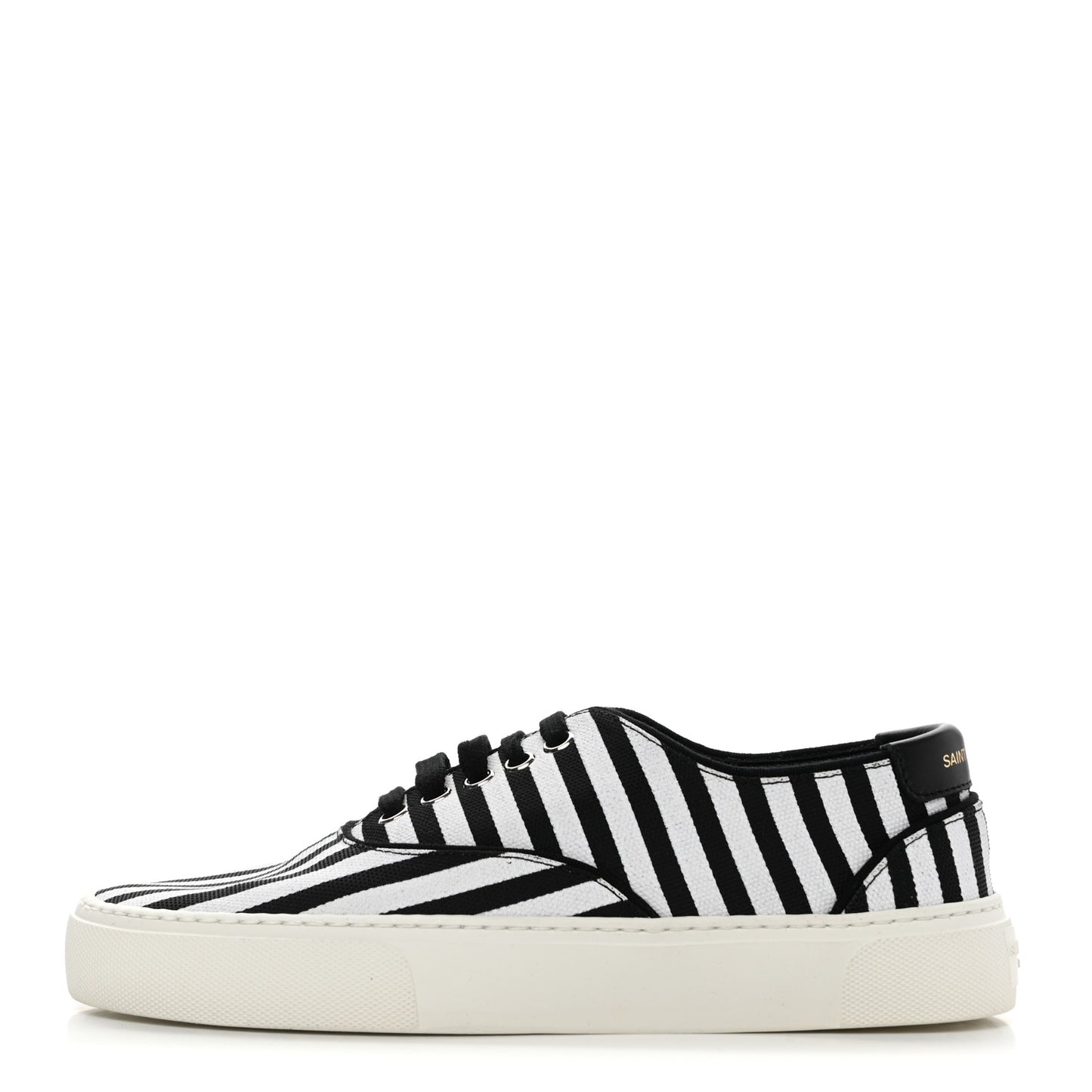 Canvas Striped Venice Low Top Sneakers 37.5 Black White