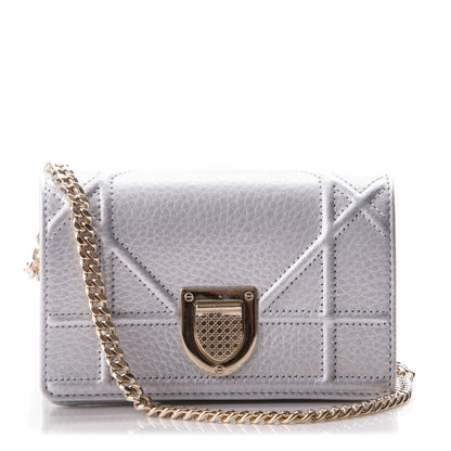 Christian Dior Metallic Grained Calfskin Baby Diorama Flap Bag Silver 1 of 6