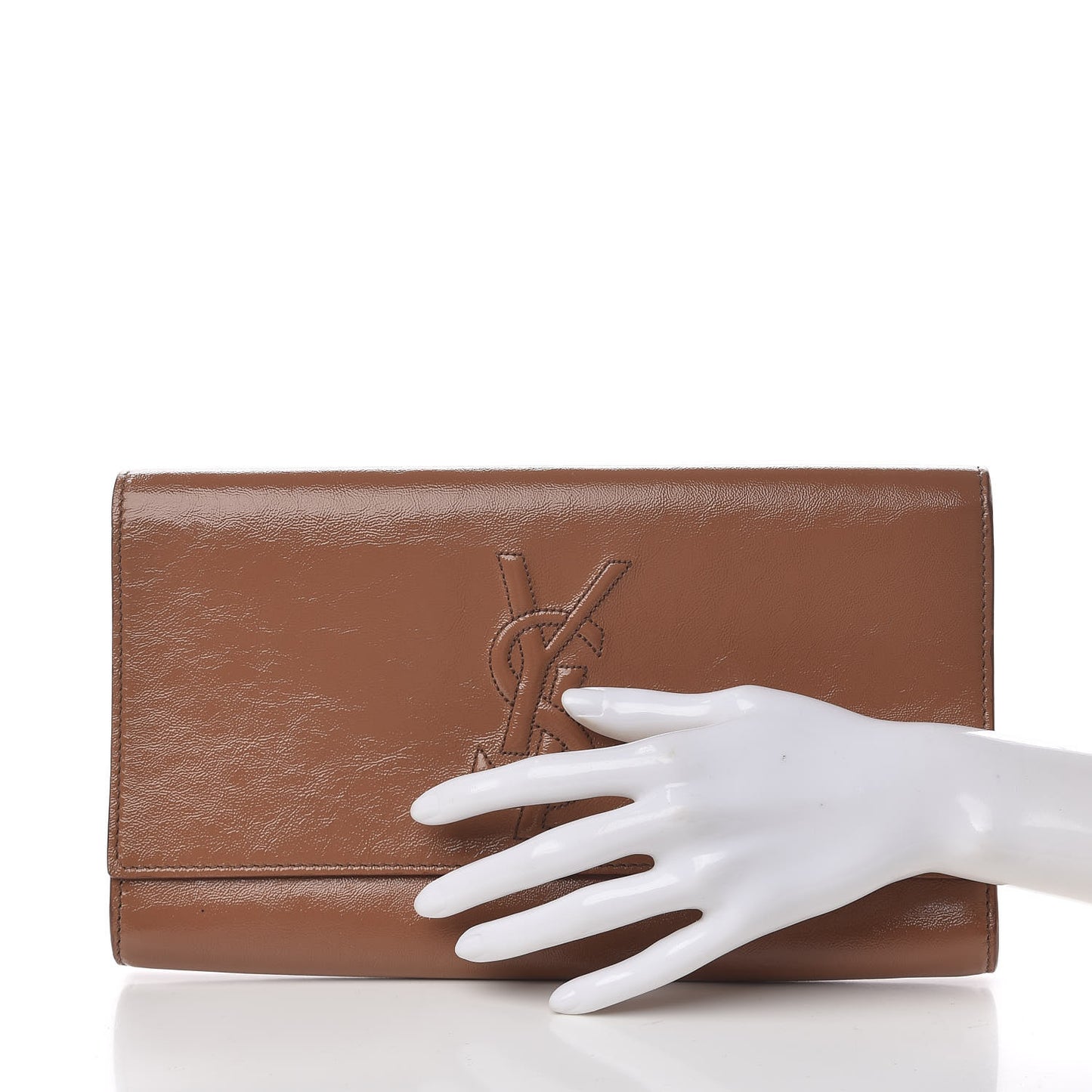 Textured Patent Calfskin Large Belle De Jour Clutch Nude