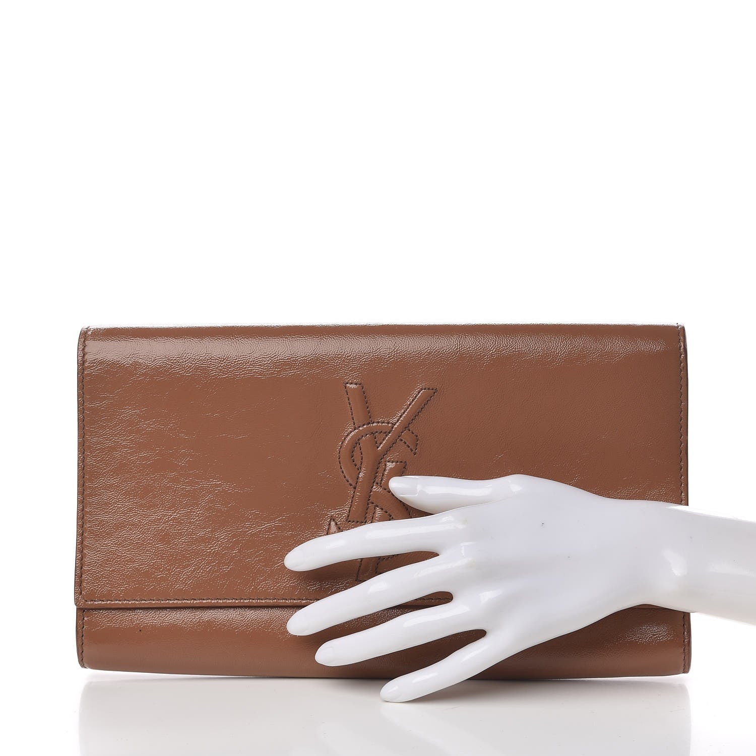 Saint Laurent Textured Patent Calfskin Large Belle De Jour Clutch Nude 2 of 12