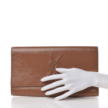 Saint Laurent Textured Patent Calfskin Large Belle De Jour Clutch Nude 2 of 12
