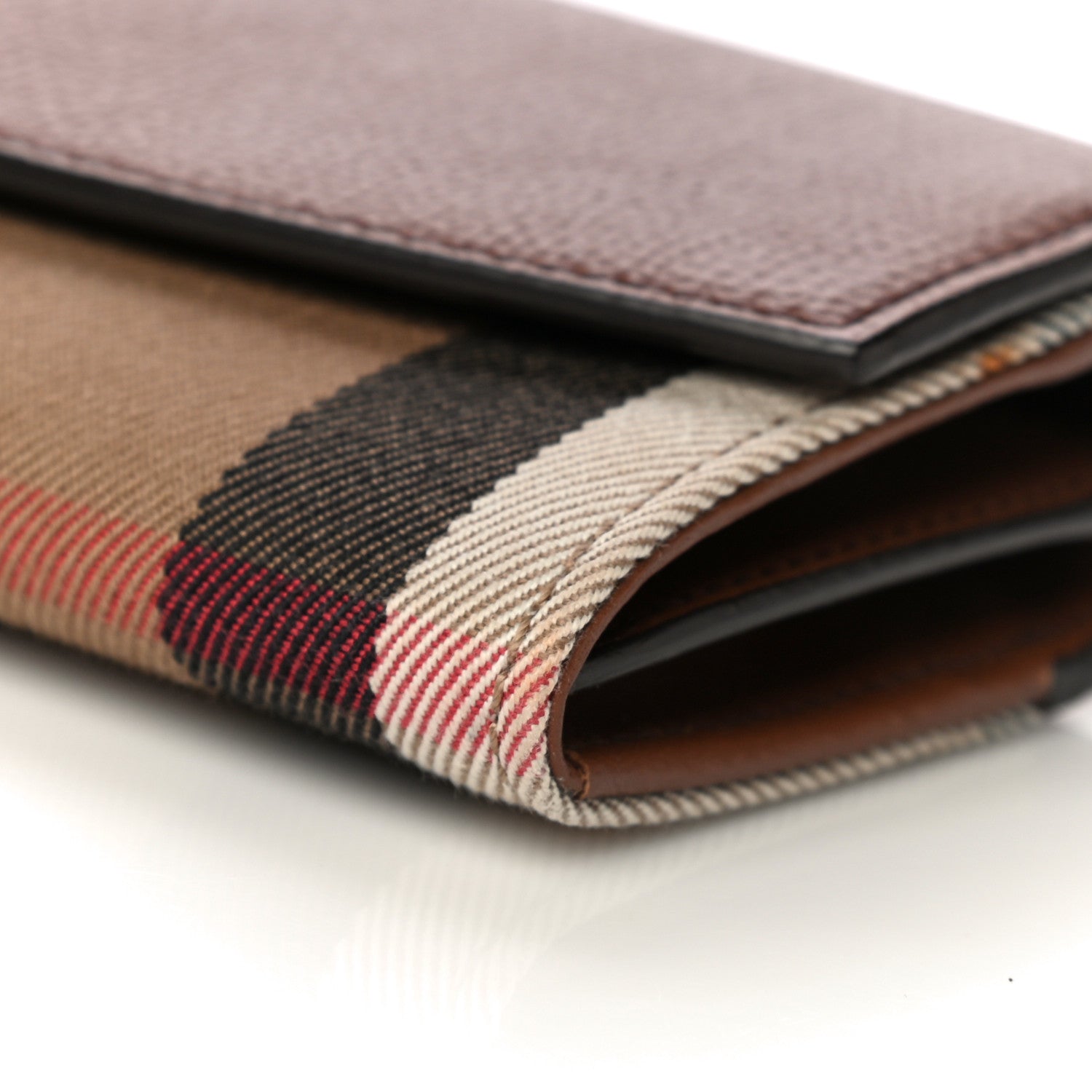 Burberry Horseshoe Calfskin House Check Porter Continental Wallet Tan 9 of 15