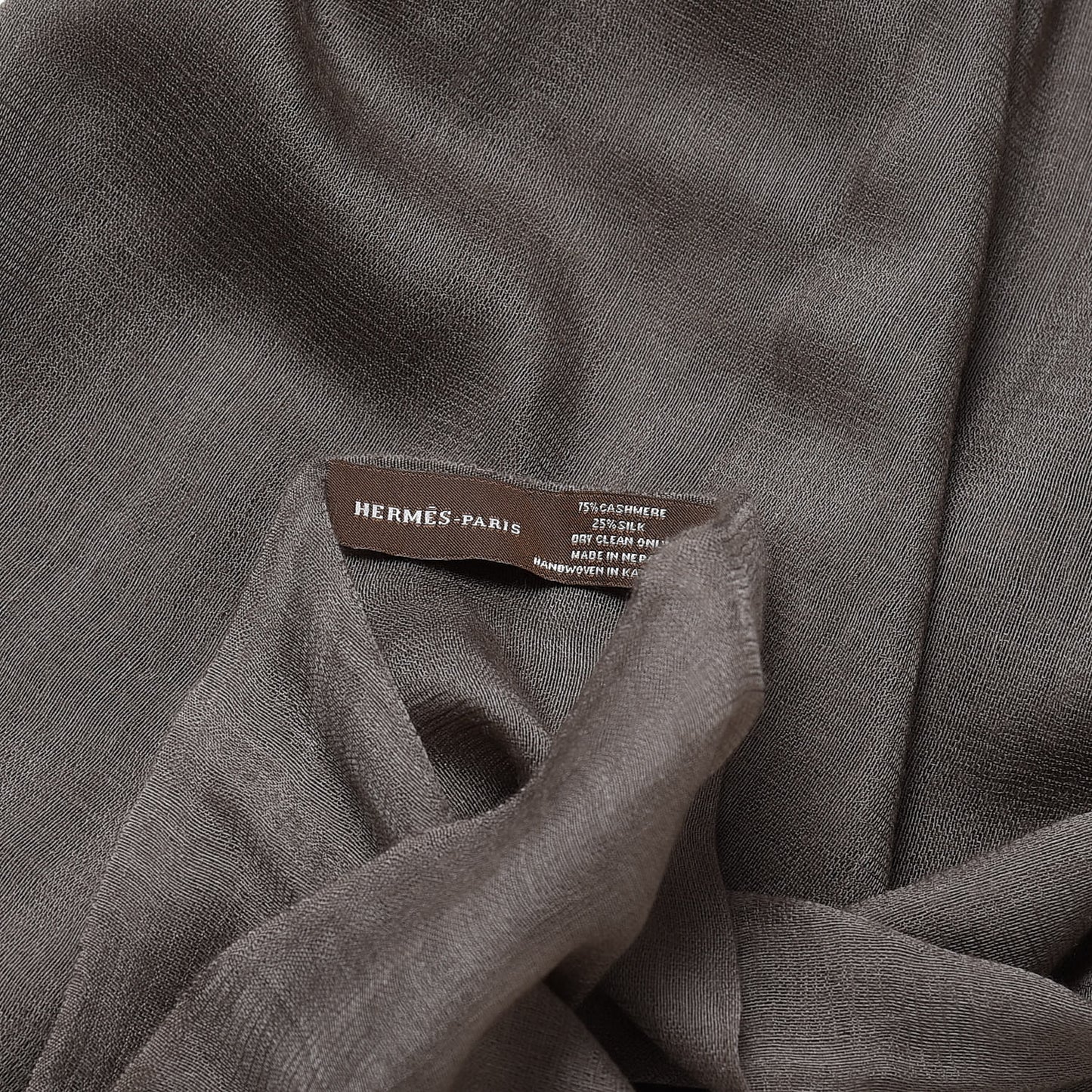 Cashmere Silk Plume Unie Stole Etoupe