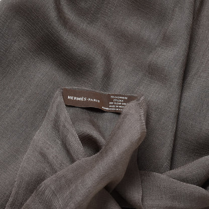 Hermes Cashmere Silk Plume Unie Stole Etoupe 5 of 5