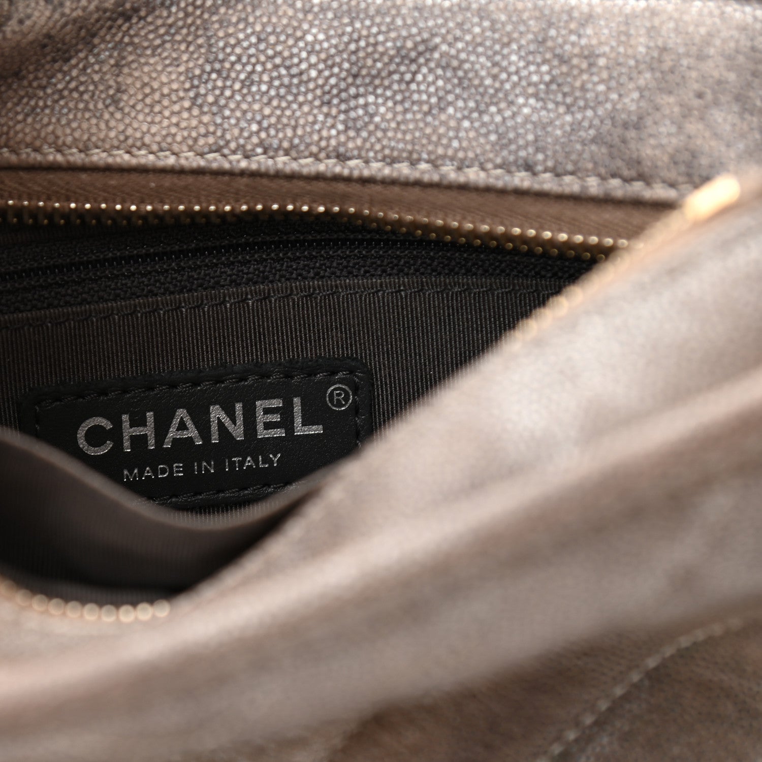 Chanel Metallic Caviar Chevron Quilted Small Gabrielle Hobo Light Silver Gold 11 of 17