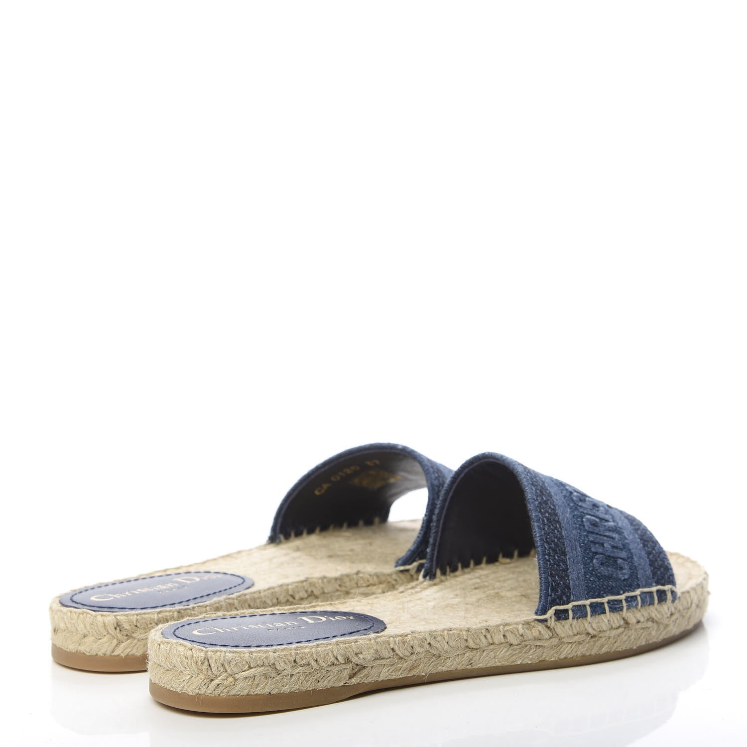 Christian Dior Denim Embroidered Granville Espadrille Flat Slide Sandals 37 4 of 8