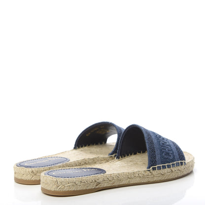 Christian Dior Denim Embroidered Granville Espadrille Flat Slide Sandals 37 4 of 8
