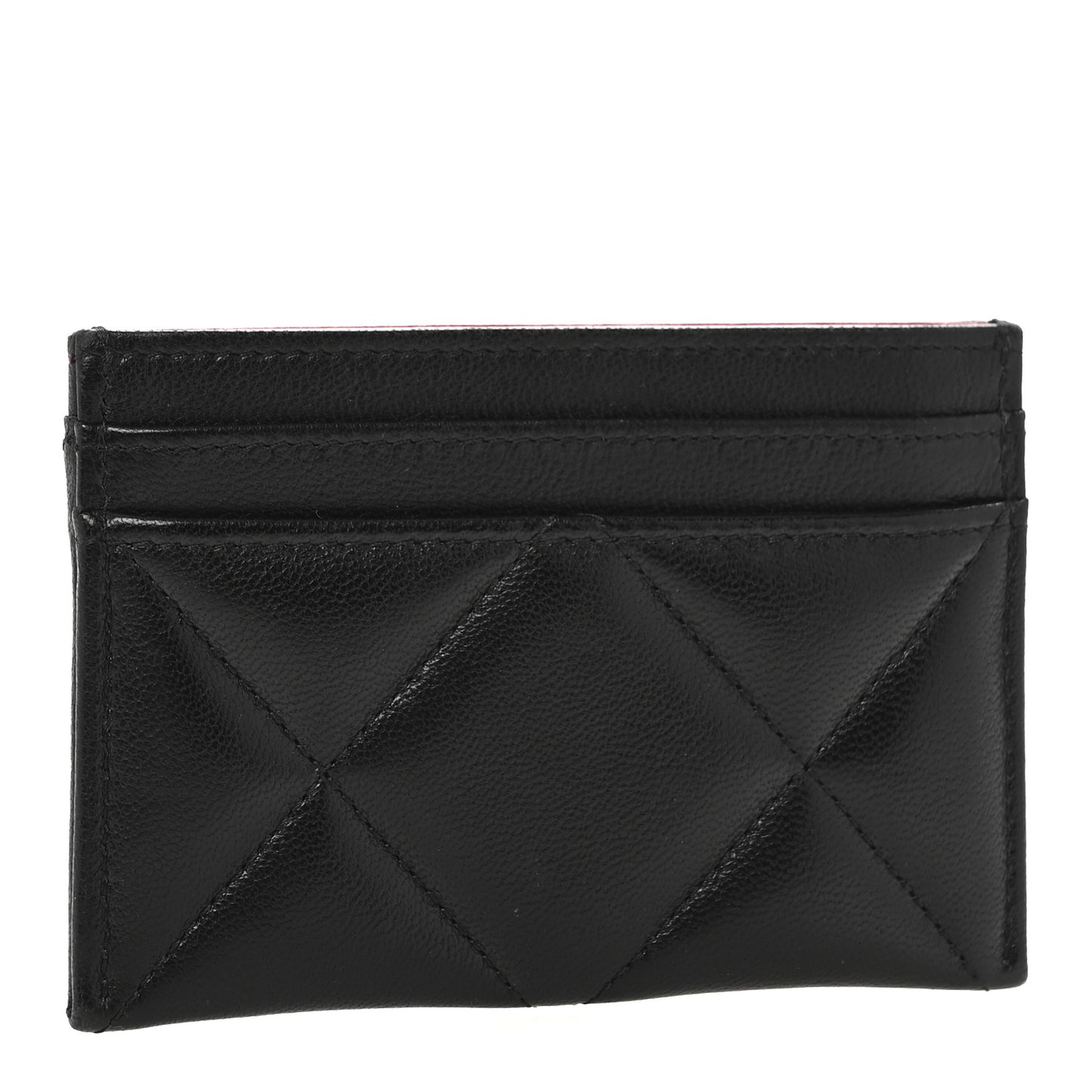 Lambskin Quilted Chanel 19 Card Holder Black
