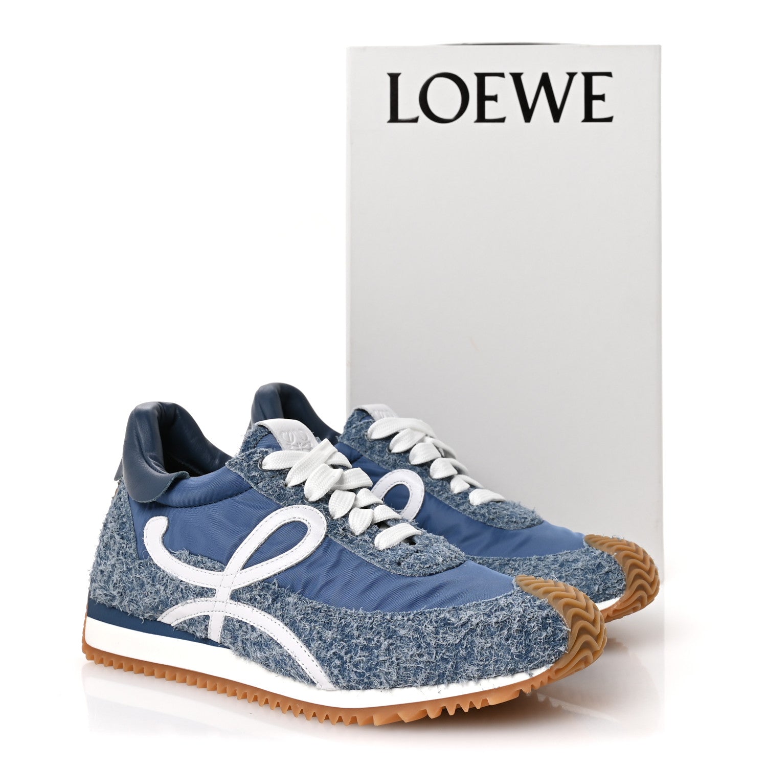 Loewe Brushed Suede  Nylon Flow Runners Sneakers 39 Raw Denim 9 of 9