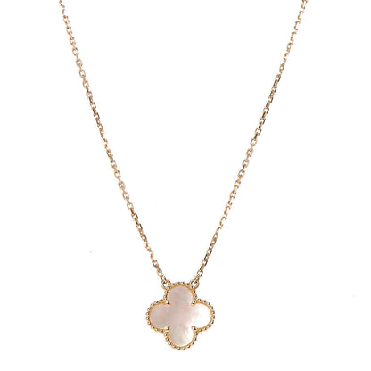 Van Cleef & Arpels 18K Yellow Gold Mother of Pearl Vintage Alhambra Pendant Necklace 1 of 6