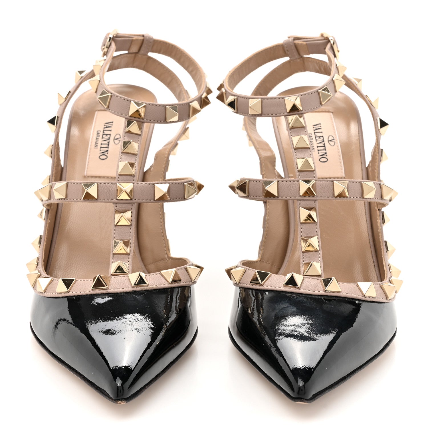 Valentino Garavani Patent Nappa Rockstud Ankle Strap 100mm Pumps 37.5 Black Poudre 3 of 12