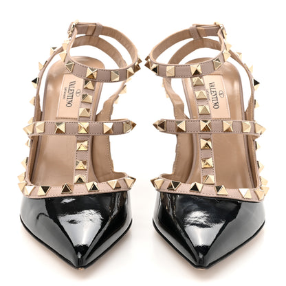 Valentino Garavani Patent Nappa Rockstud Ankle Strap 100mm Pumps 37.5 Black Poudre 3 of 12