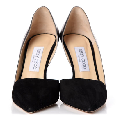 Jimmy Choo Metallic Calfskin Suede Harissa Pumps 38 Black Silver 2 of 8