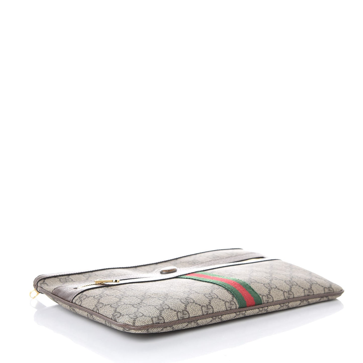 GG Supreme Monogram Large Ophidia Pouch Clutch Brown