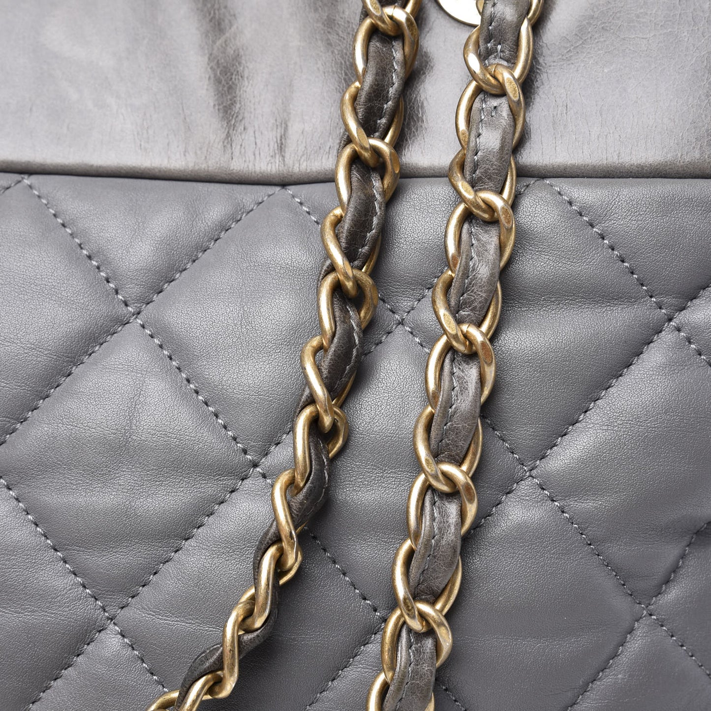 Calfskin Quilted Large Soft Elegance Tote Grey