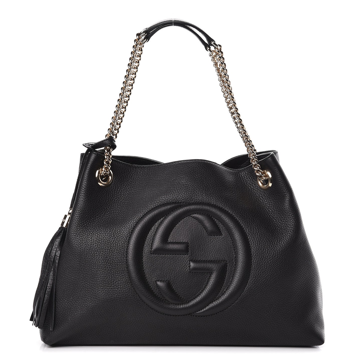 Pebbled Calfskin Medium Soho Chain Shoulder Bag Black