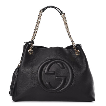 Gucci Pebbled Calfskin Medium Soho Chain Shoulder Bag Black 1 of 12