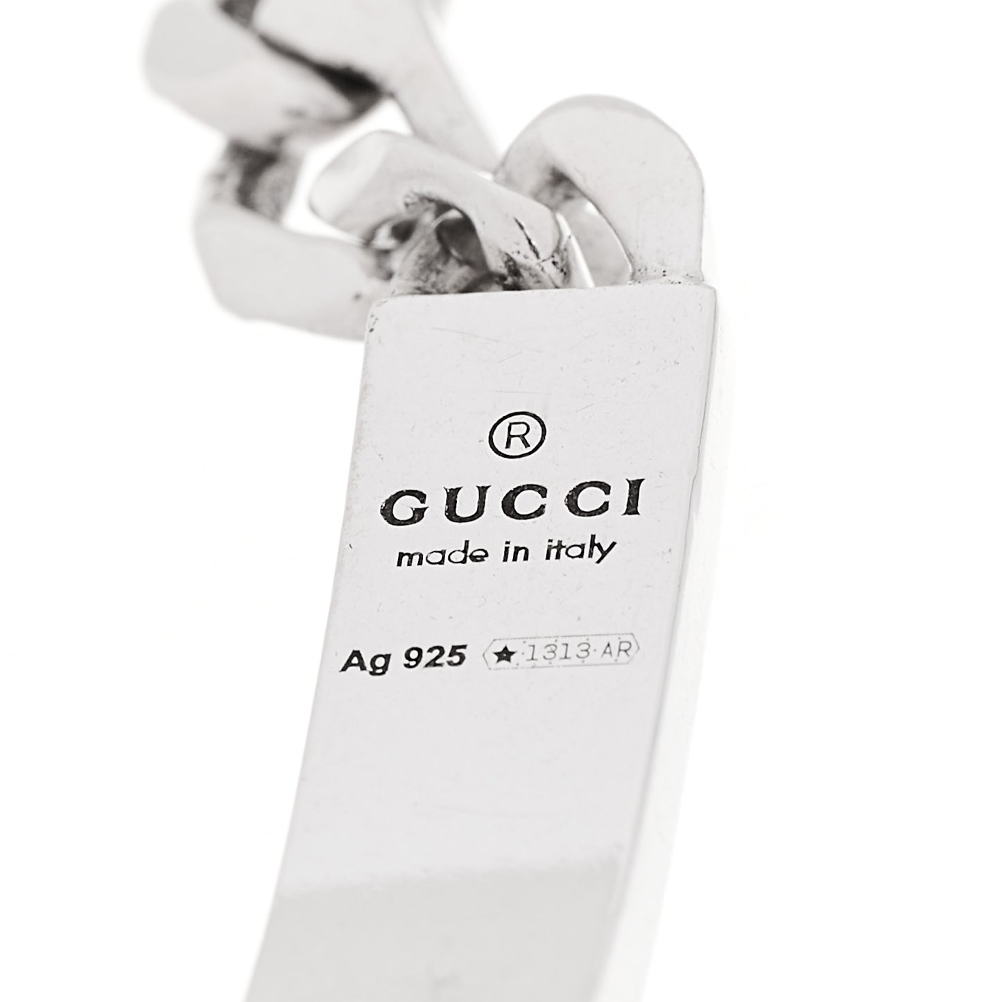 Sterling Silver GucciGhost Hamlet Skull ID Chain Bracelet