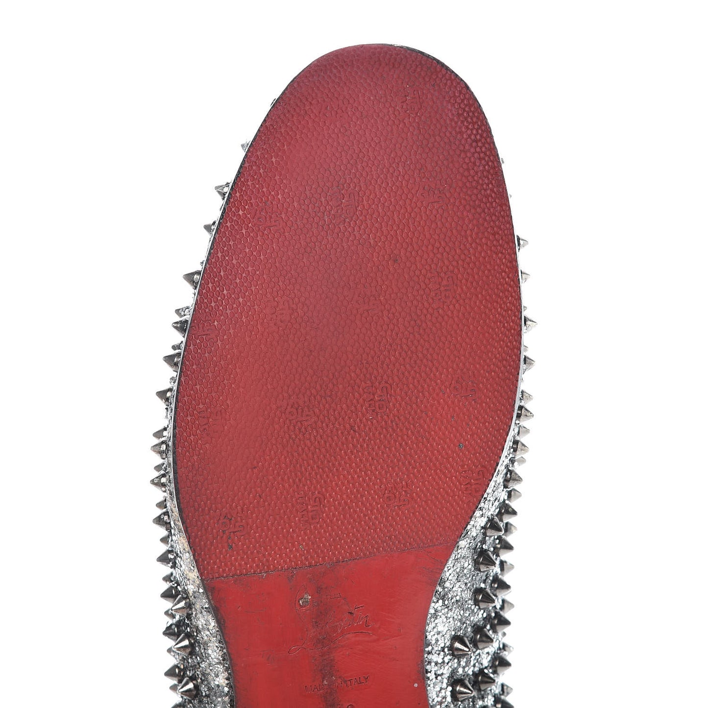 Glitter Mens Rollerboy Spikes Flat Loafers 43 Silver