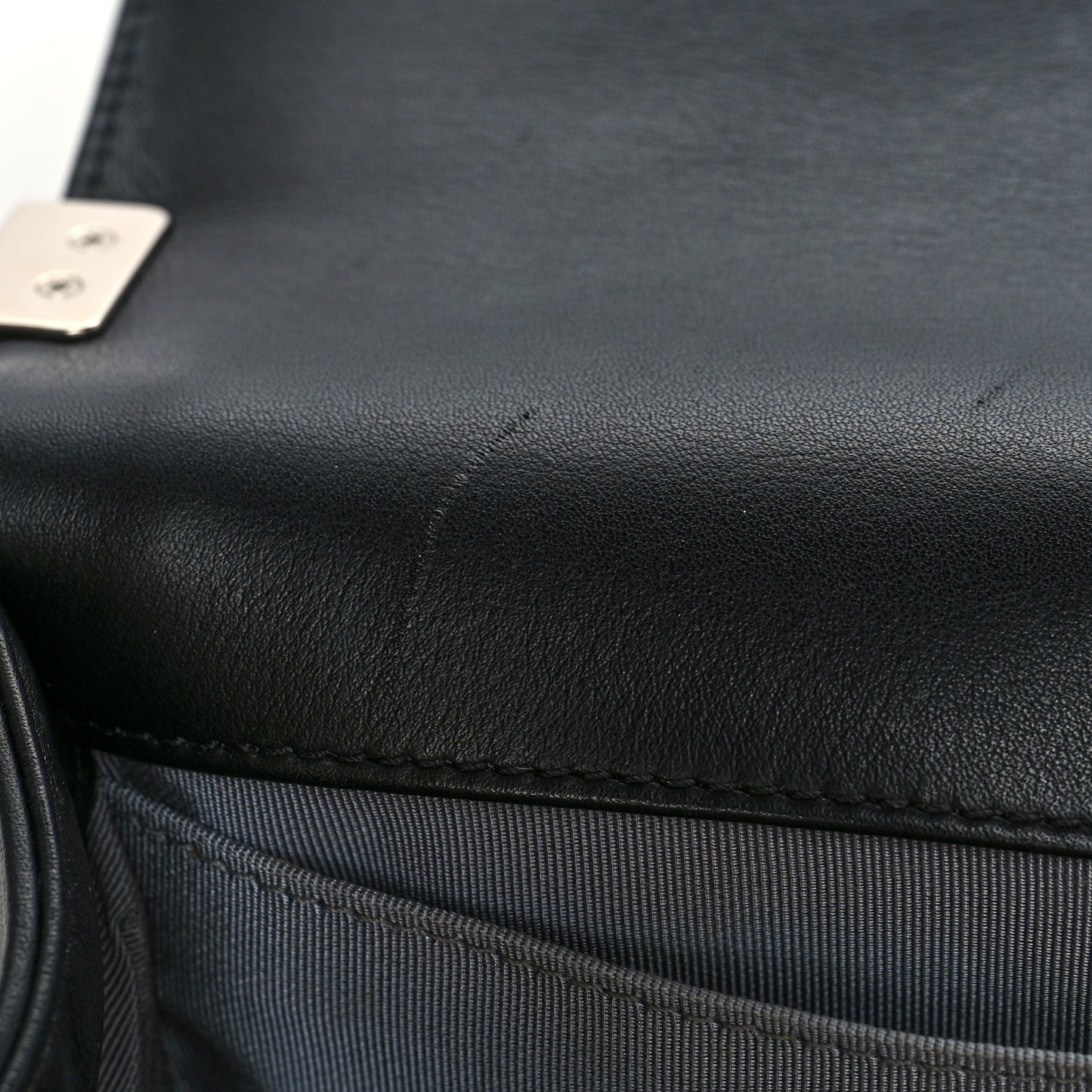 Calfskin Chevron Quilted Medium Boy Flap Black